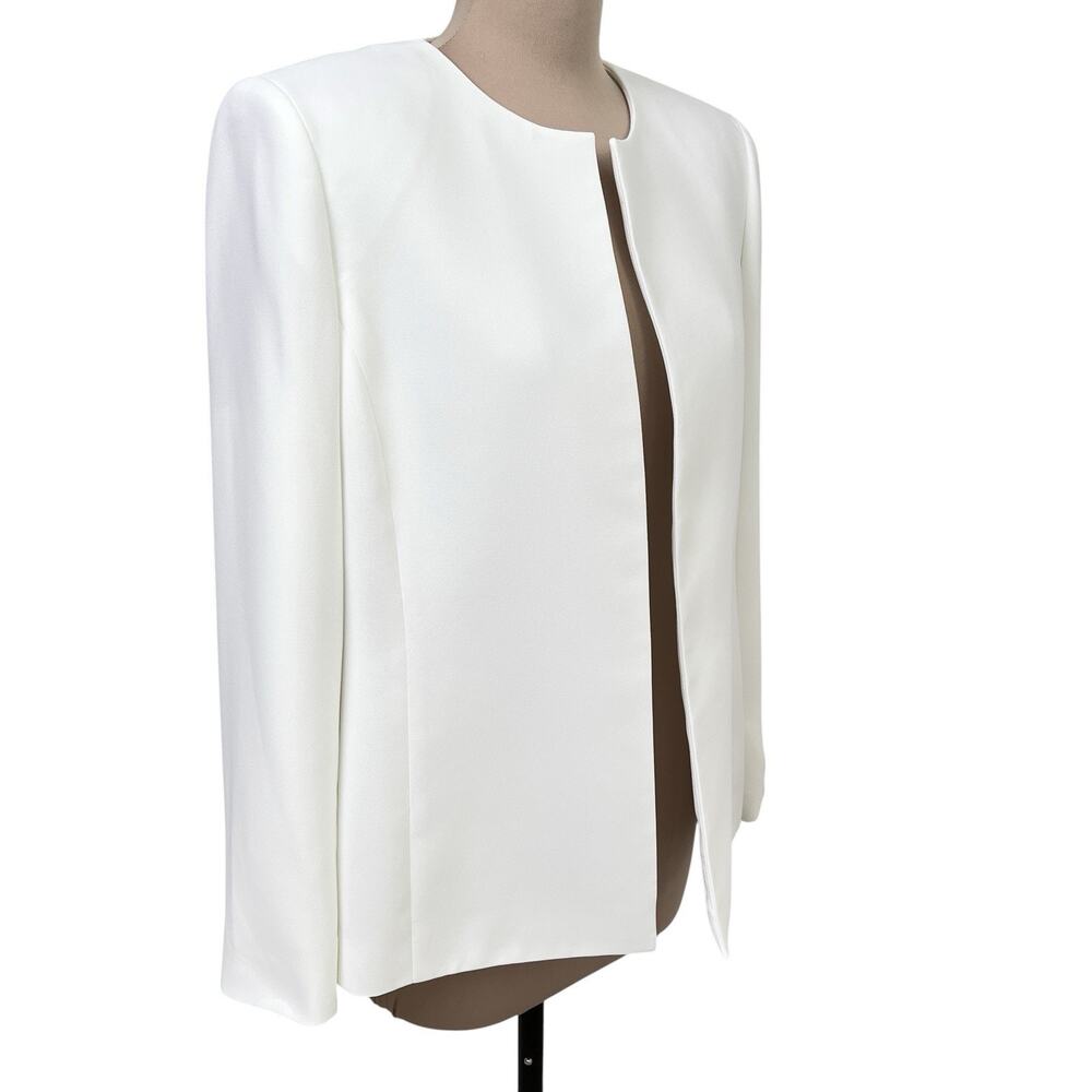 Kasper Womens Pant Suit 12/12P White Lined Open Jacket Trousers Coastal Wedding - Picture 3 of 16